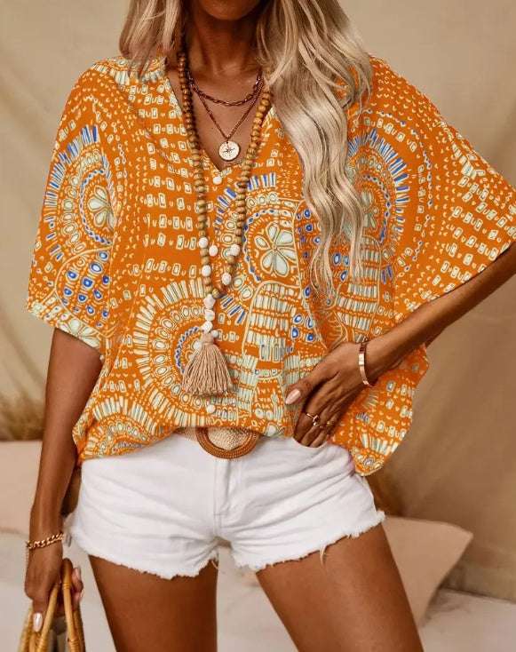 Vacation Style Batwing Sleeve Top
