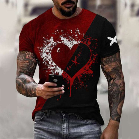 Casual Round Neck Short Sleeve Digital Printed T-Shirt