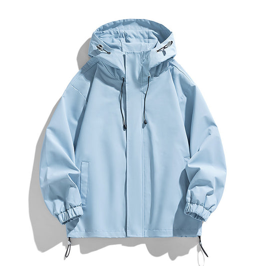 men's loose hooded shell jacket