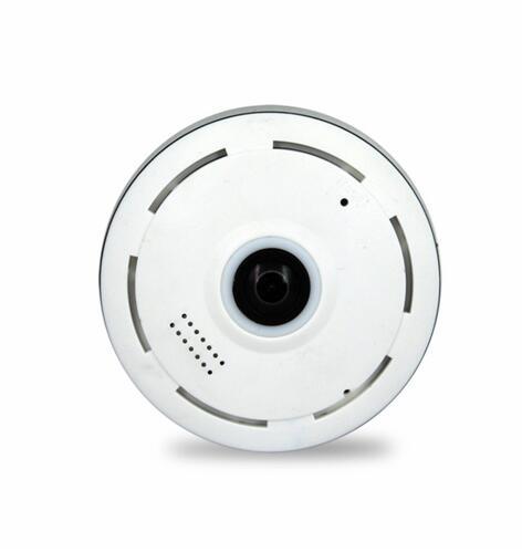 Round camera with a white casing on a white background