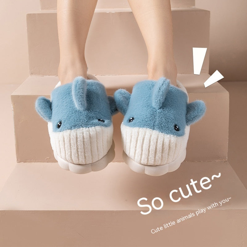 Winter Cute Shark Slippers – Women’s Thick Sole Plush Shoes