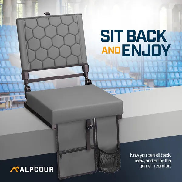 Alpcour Folding Reclining Stadium Seat - Padded Bleacher Chair