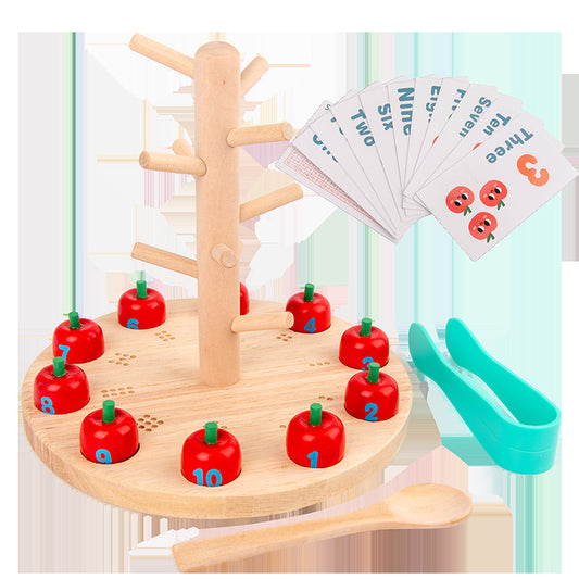 Montessori Early Education Digital Spelling Puzzle Picking Apple Toy Exercise Small Hand Fine Focus Picking Apple Game - Ectron Online