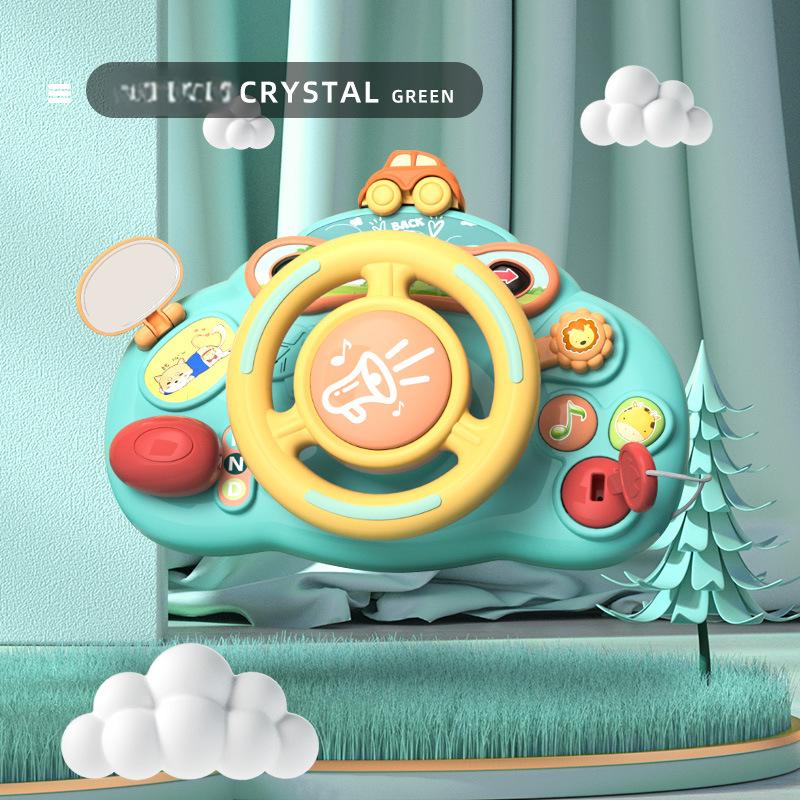 Children's simulation steering wheel cartoon simulation co pilot car rear seat car baby lighting music puzzle toy - Ectron Online