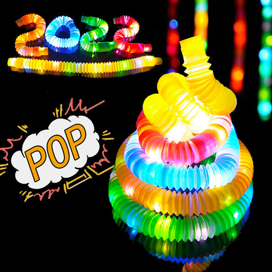 Pop Tube Color Plastic Flash Led Stretch Bellows Vent Telescopic Tube Decompression Glowing Toys 10 Pcs - Ectron Online