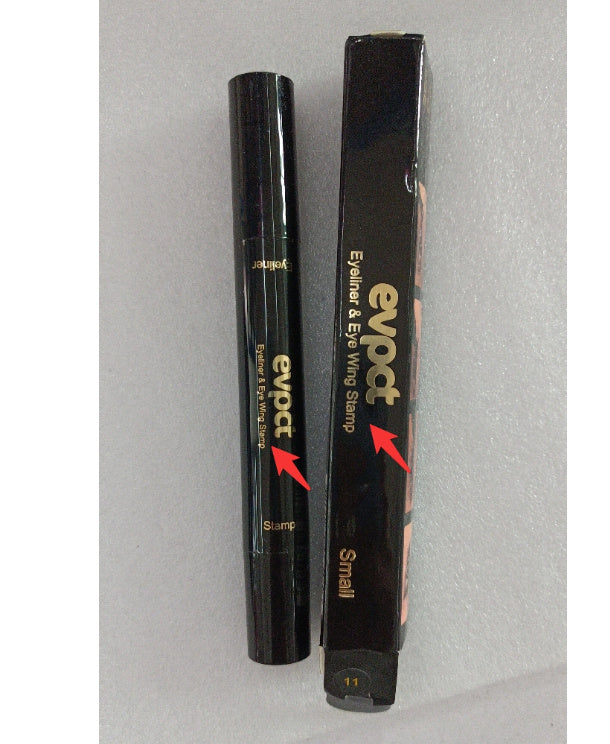 Black eyeliner with 'evpt' branding on a gray background