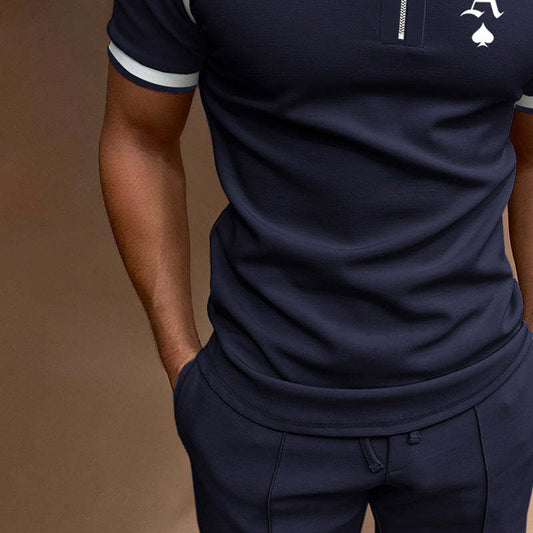 POLO Shirt Zip Colorblock Men's T-Shirt Top