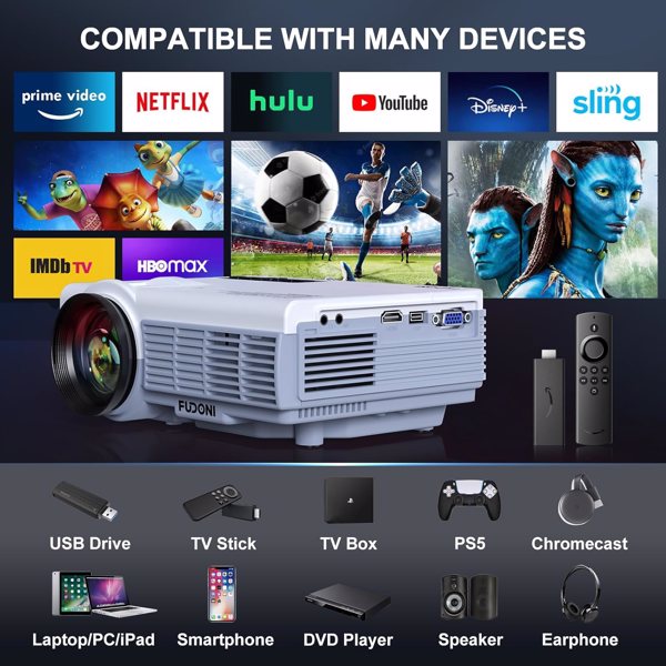 Full HD 1080p Movie Projector | 14000L Brightness & 3LCD Display