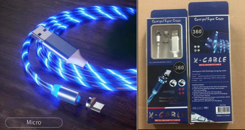 Magnetic Charging Cable Streamer Fast Charging Cable Lighting Micro USB Cable LED Magnet Charger Type-C Cable - Ectron Online