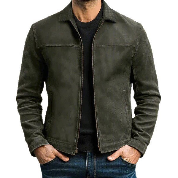Men's Lapel Casual Trendy Leather Jacket