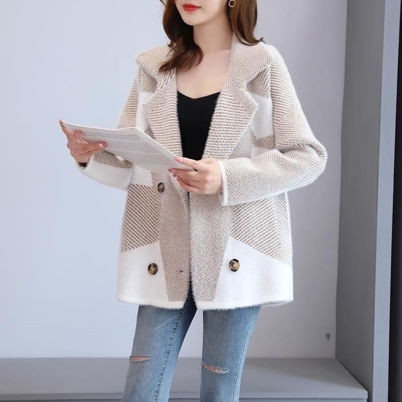 Mink Fur Knit Cardigan - Loose, Thick & All-Matching Mink Fur Women's Coat Wear Loose All-mat | Ectron Online