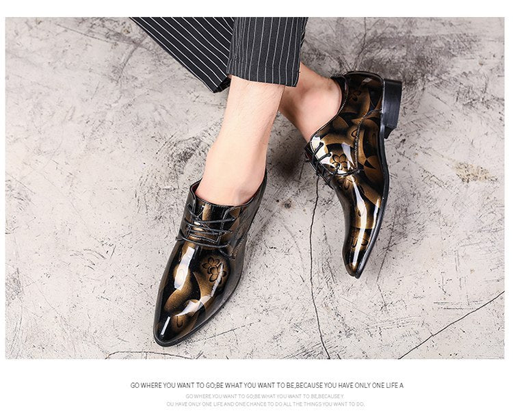 Trends pointed men's leather shoes barber large size fashion men's shoes