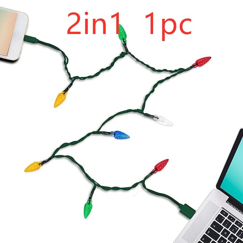 Merry Christmas Light Led Usb Charging Cable Charger Cord With LED Lights For Room Decoration Night Light Micro USB Type-C Port - Ectron Online