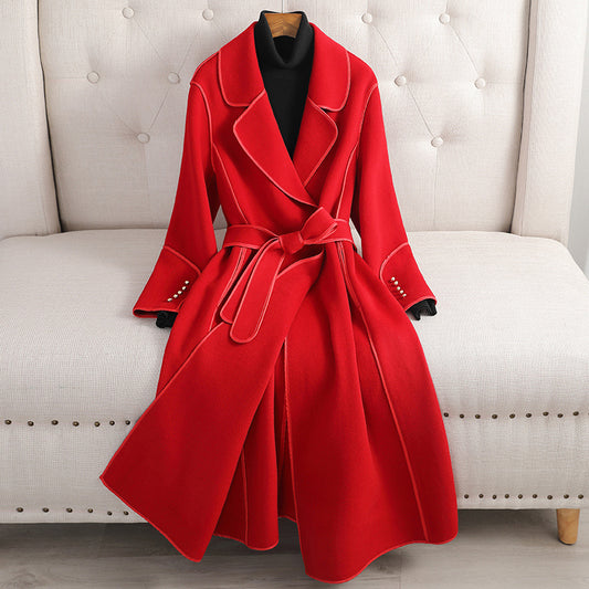 Slimming Woolen Coat - Over-the-Knee Outerwear & Jackets | Ectron Online