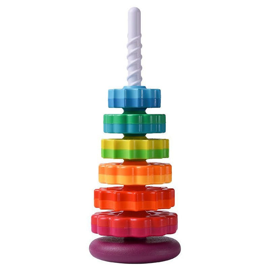 Yi Infant Cognitive Rainbow Rotating Tower Toy Geometric Ferrules Folding Joyful Rotating Tower - Ectron Online