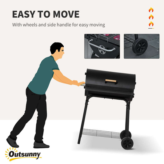 30" Portable Charcoal BBQ Grill - Outdoor Grill with Wheels & Shelf 30" Portable Charcoal Barbecue Grill wit | Ectron Online