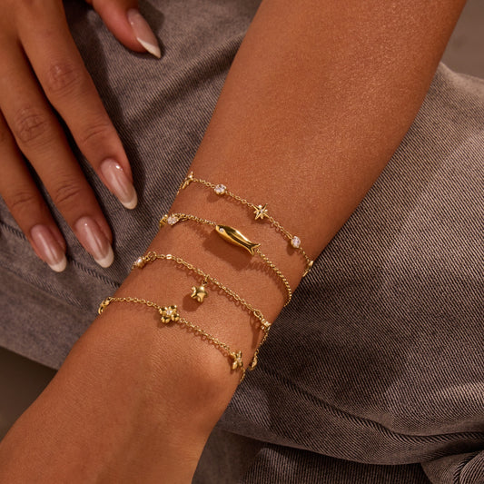 INS Titanium Steel Bracelet with Zircon Star Pendant Ins Titanium Steel Bracelet 18K Gold Pla | Ectron Online