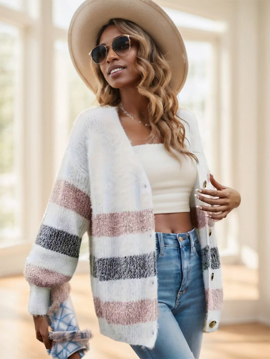 Women's French Stripe Cardigan - Chic & Classic Knitwear Women's French Stripe Cardigan | Ectron Online