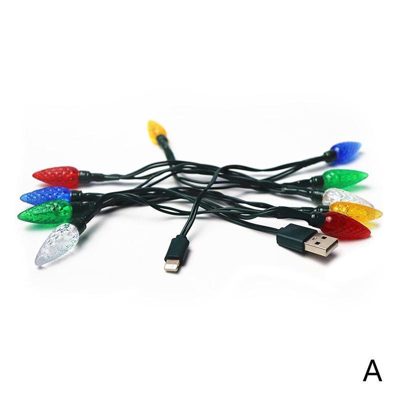 Merry Christmas Light Led Usb Charging Cable Charger Cord With LED Lights For Room Decoration Night Light Micro USB Type-C Port - Ectron Online