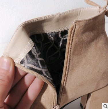 Women's Suede Short Boots – Square Toe European Style Ankle Boot