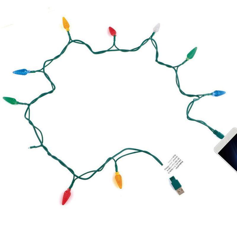 Merry Christmas Light Led Usb Charging Cable Charger Cord With LED Lights For Room Decoration Night Light Micro USB Type-C Port - Ectron Online