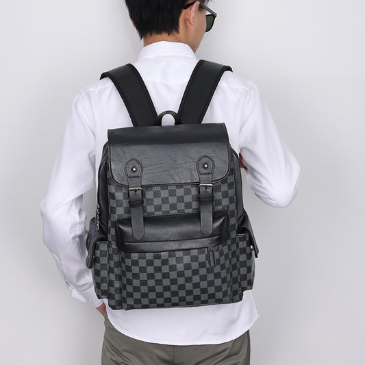 Large Capacity Travel Leisure Plaid Backpack