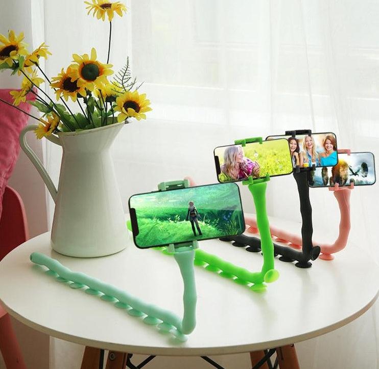 Lazy Bracket Mobile Phone Holder Worm Flexible Phone Suction Cup Stand for Home Wall Desktop Bicycle - Ectron Online
