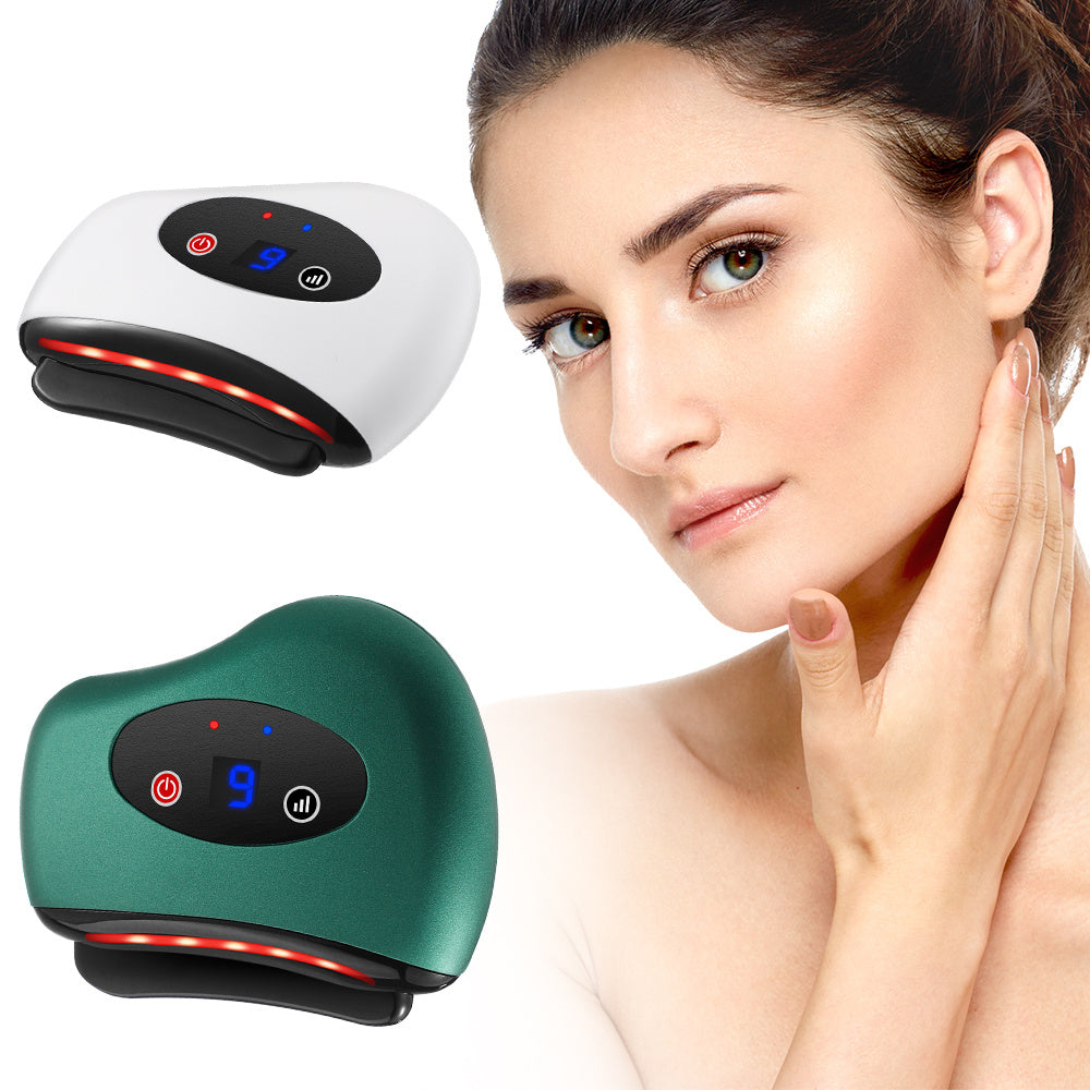 Eletric Bianstone Gua Sha Board Tools Hot Compress Heating Vibration Back Facial Massager Meridian Lymphatic Drainage Scraping Heating Vibration Scraping Neck Face Skin Lifting Removal Wrinkle Tool - Ectron Online