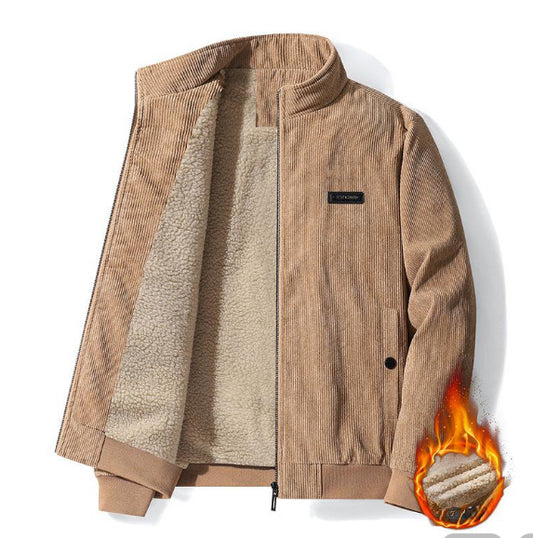 Cotton & Corduroy Stand Collar Jacket Men's cotton jacket standing collar cord | Ectron Online