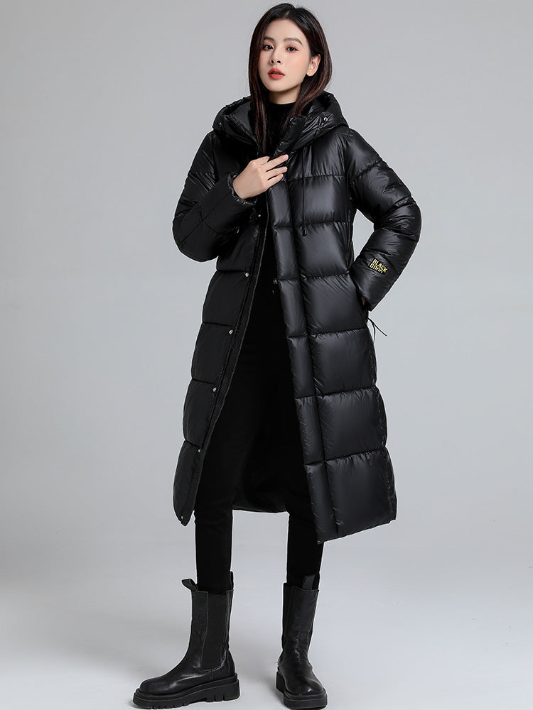Women's Long Self-Heating Graphene Hooded Padded Jacket
