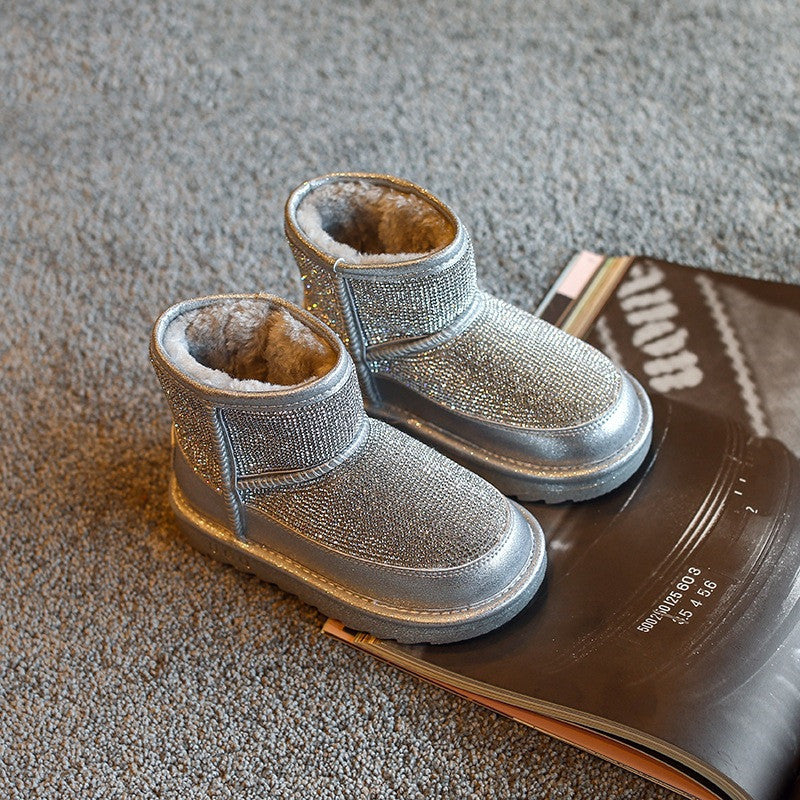 New plus velvet fashion children's mid-boots