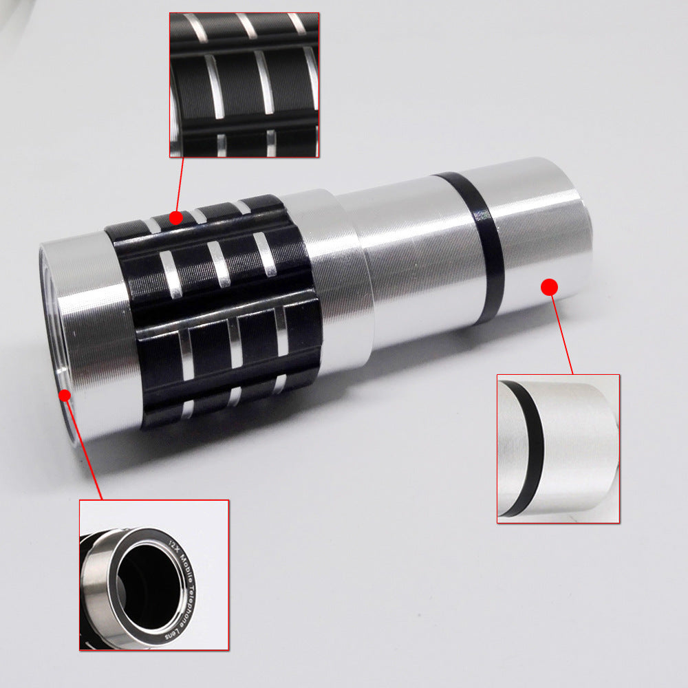 12 times telescopic lens universal collar clip cell phone accessories 12X high-definition outdoor filming long coke - Ectron Online