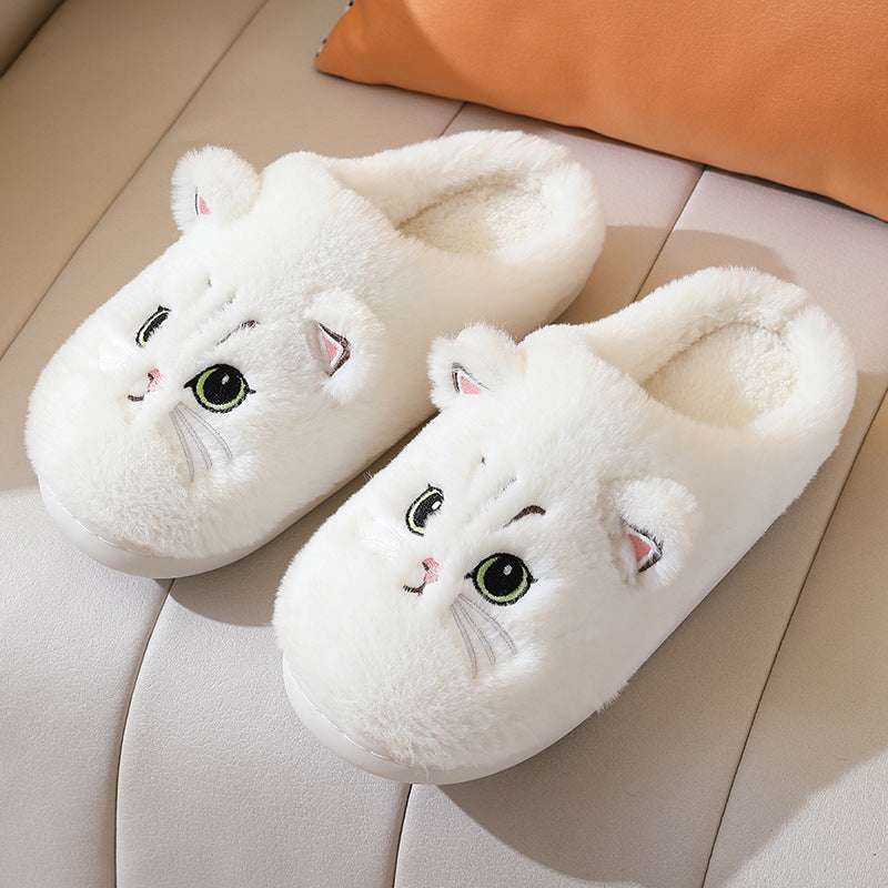 Cute Cat Plush Slippers – Warm Non-slip Winter House Shoes Cute Cat Plush Slippers Winter Warm Floo | Ectron Online