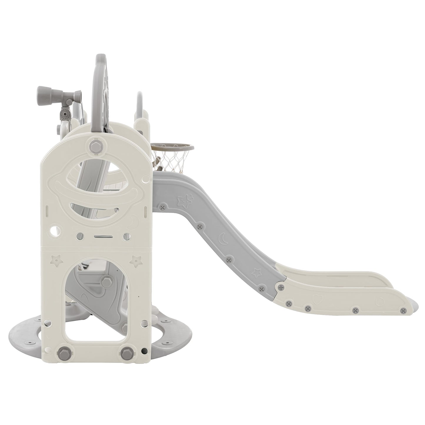 Toddler Slide and Swing Set 7 in 1, Kids Playground Climber Slide Playset with Basketball Hoop Freestanding Combination - Ectron Online