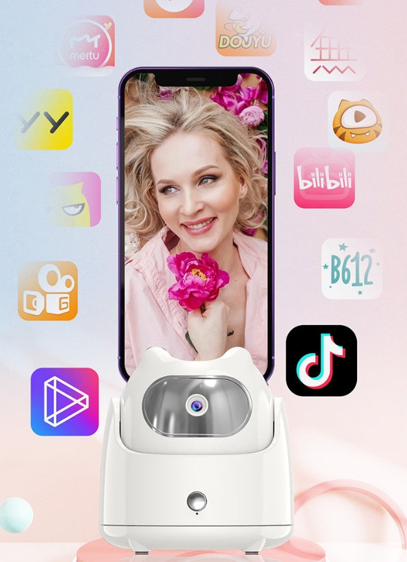 An intelligent AI face recognition camera head with 360-degree rotating capabilities, displayed against a white background.