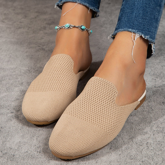 Mesh Sandals Summer Round Toe Slip On Flat Slippers Casual Loafers