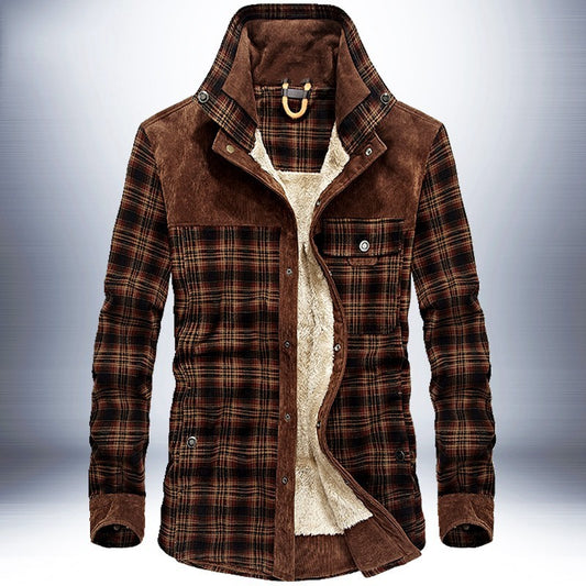 Military Style: Men's Plaid Fleece Jacket for Winter Jackets & Outerwear for Men | Ectron Online