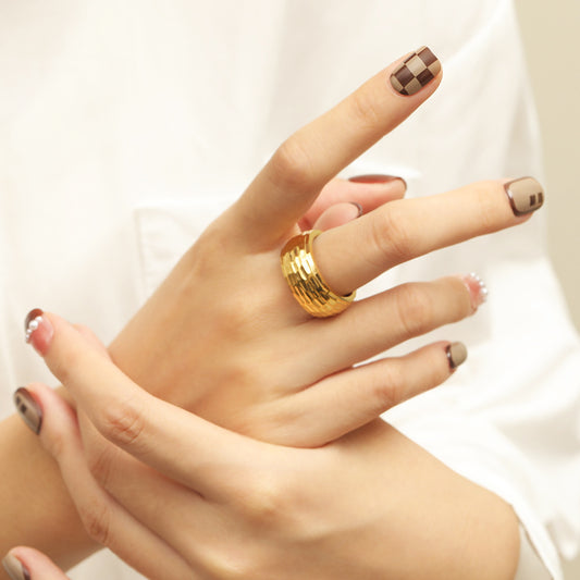 Wind 18K Gold Plating Irregular Pattern Ring For Women