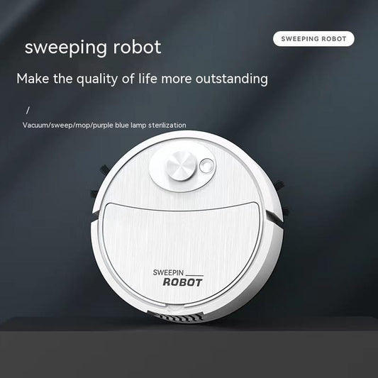 A white Household Sweeping Robot designed for cleaning floors, depicted against a dark background.