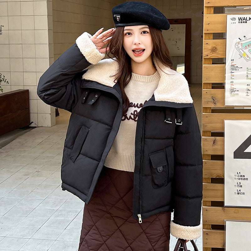 Women's Short Down Jacket with Fur Collar