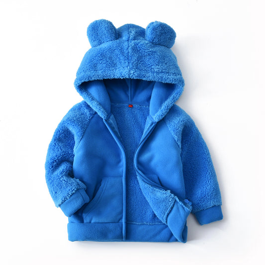 Girls' Korean Style Hooded Fleece Jacket Girls Korean Kids Cardigan Hooded Polar | Ectron Online