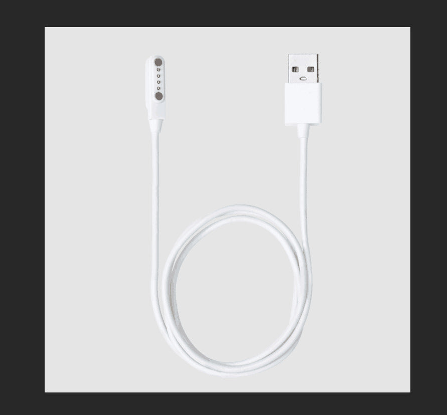 White USB cable on a light gray background