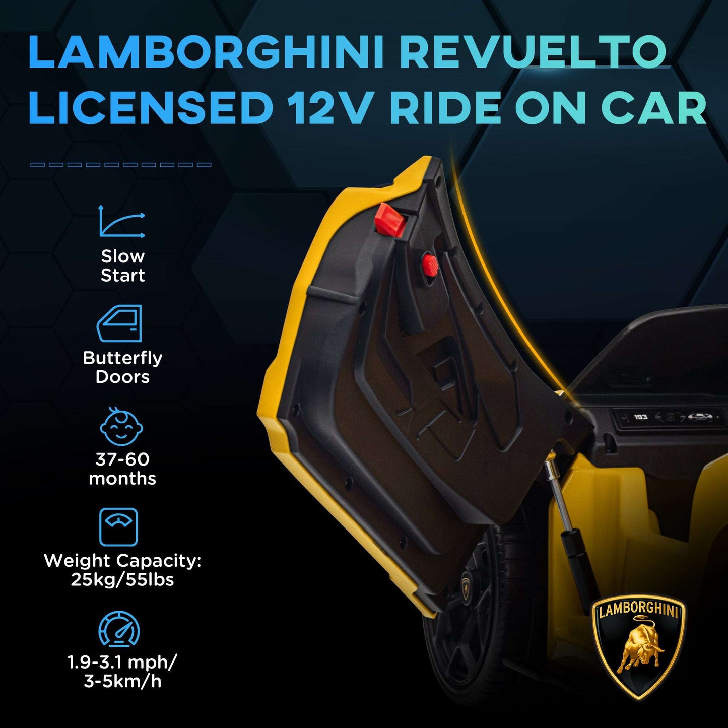 Licensed Lamborghini Revuelto Kids Car - 12V w/ Hydraulic Doors Lamborghini Revuelto Licensed 12V Kids R | Ectron Online