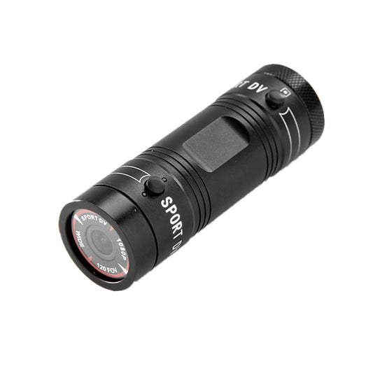 Black flashlight with 'Sport' branding on a white background