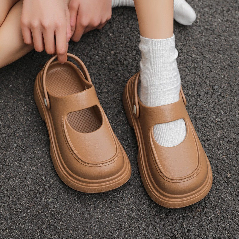 Mary Jane Closed-toe Slippers Female EVA Outdoor Non-slip Beach Flip-flops