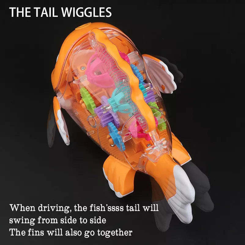 Electrical Universal Driving Walking Animal Toy Plastic Rotating Transparent Pinion Gear Fish with Dazzling Flash Light Music - Ectron Online