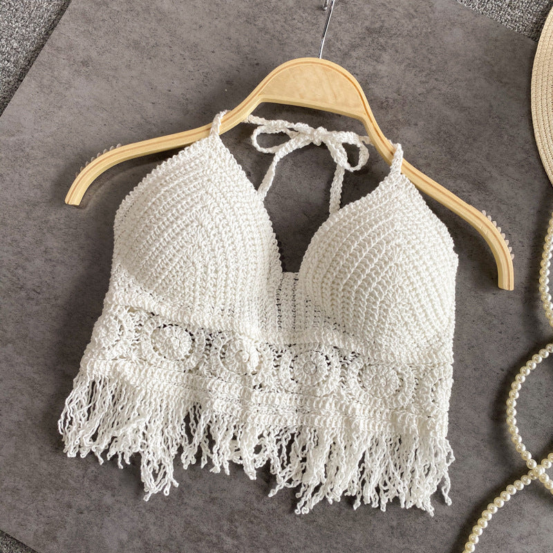 Braided Summer Strap Padded Fringe Top