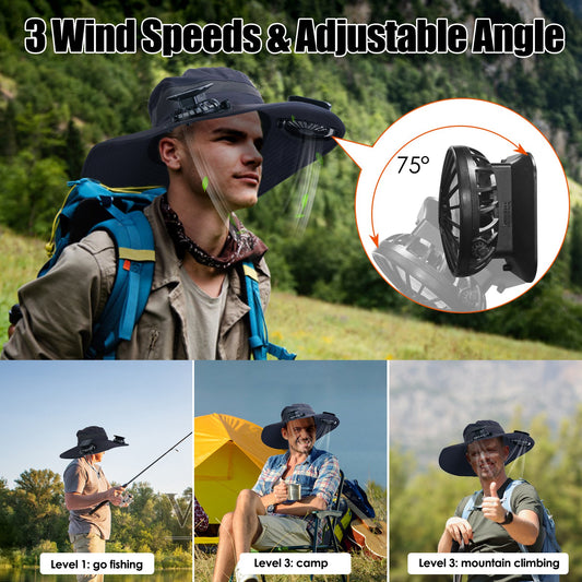 Solar Powered Sun Hat with Dual Fans - Rechargeable & UPF 50+