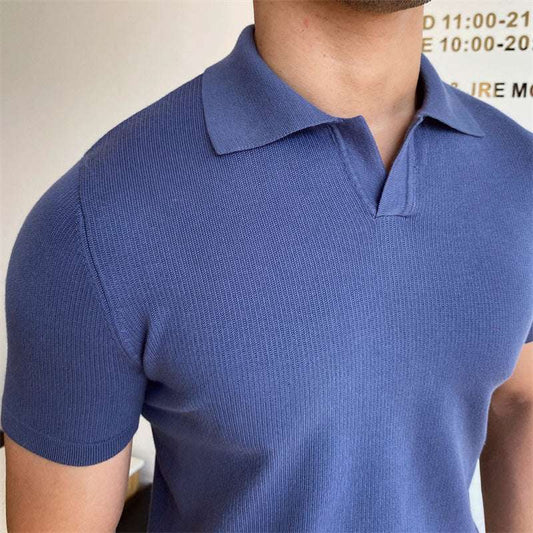 Men’s V-Neck Lapel Shirt – Buttonless Short Sleeve Casual Men's V-Neck Buttonless Short Sleeve Lap | Ectron Online