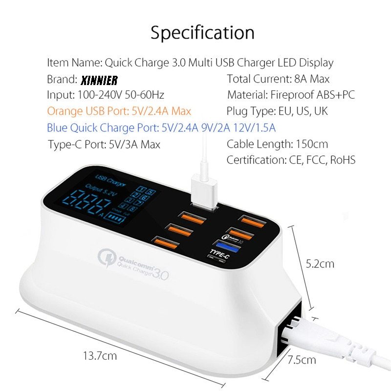 Quick Charge 3.0 Ordinary Smart USB Charger Station - Ectron Online